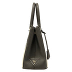 Prada Handbag Galleria Medium Bag Gray White Leather — view 2