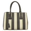 Prada Handbag Galleria Medium Bag Gray White Leather