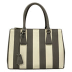 Prada Handbag Galleria Medium Bag Gray White Leather