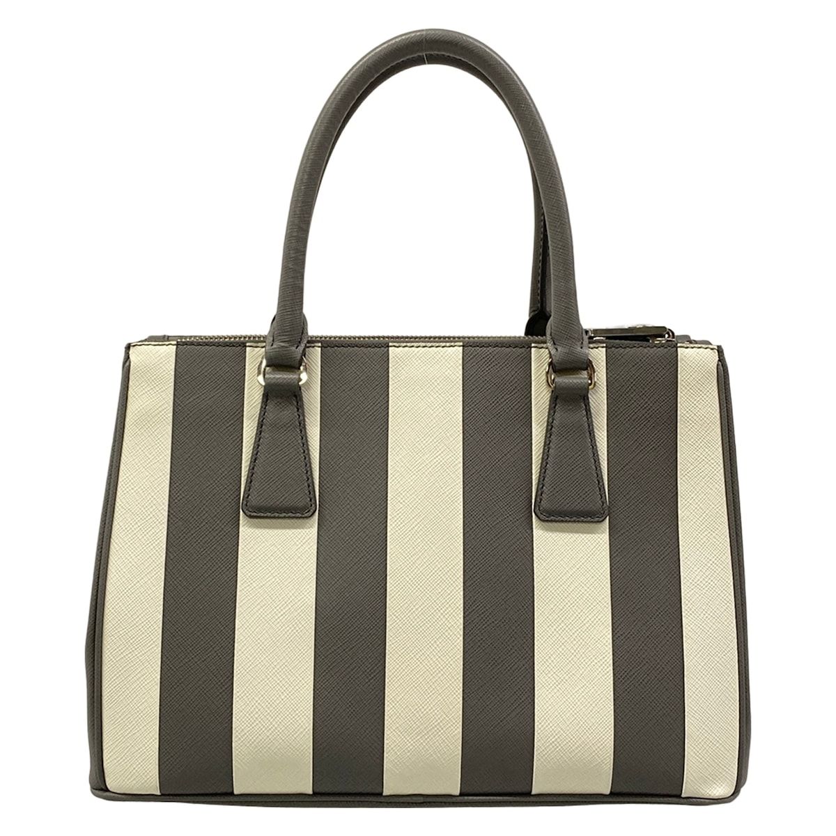 Prada Handbag Galleria Medium Bag Gray White Leather — view 3