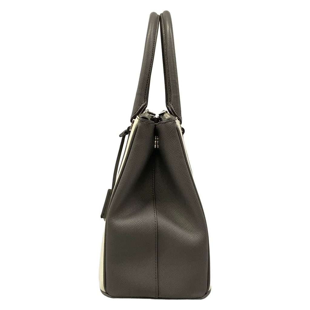 Prada Handbag Galleria Medium Bag Gray White Leather — view 4