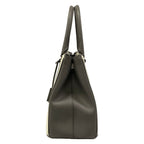 Prada Handbag Galleria Medium Bag Gray White Leather — view 4