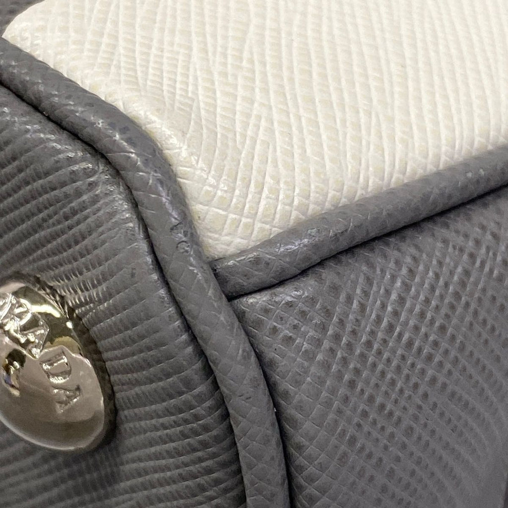 Prada Handbag Galleria Medium Bag Gray White Leather — view 6