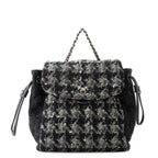 Chanel Backpack CC Logo Chain Tweed Black