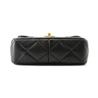 Chanel Chain Shoulder Bag Quilted CC Logo Small Flap Lambskin Black — view 3