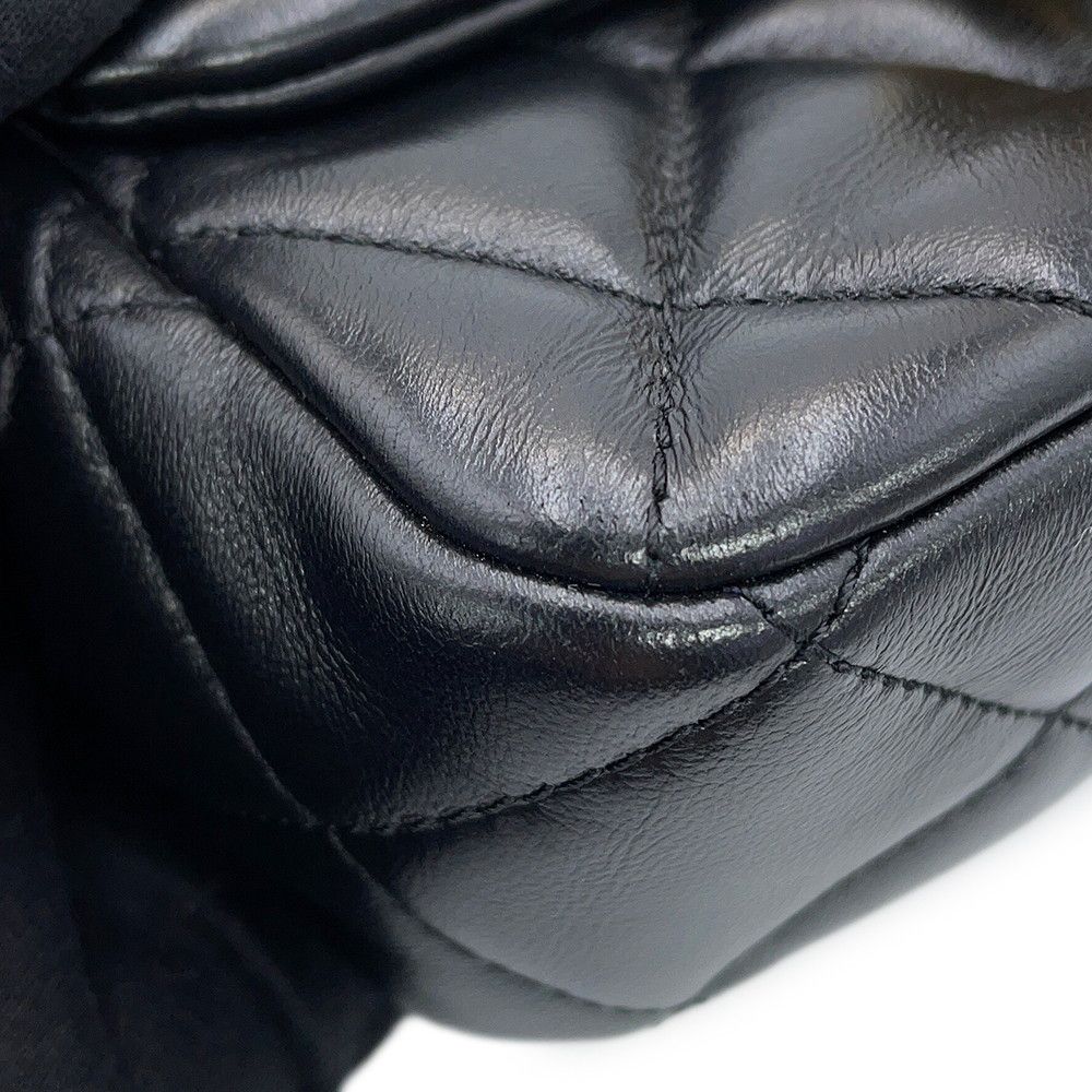 Chanel Chain Shoulder Bag Quilted CC Logo Small Flap Lambskin Black — view 8