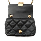 Chanel Chain Shoulder Bag Quilted CC Logo Small Flap Lambskin Black — view 5