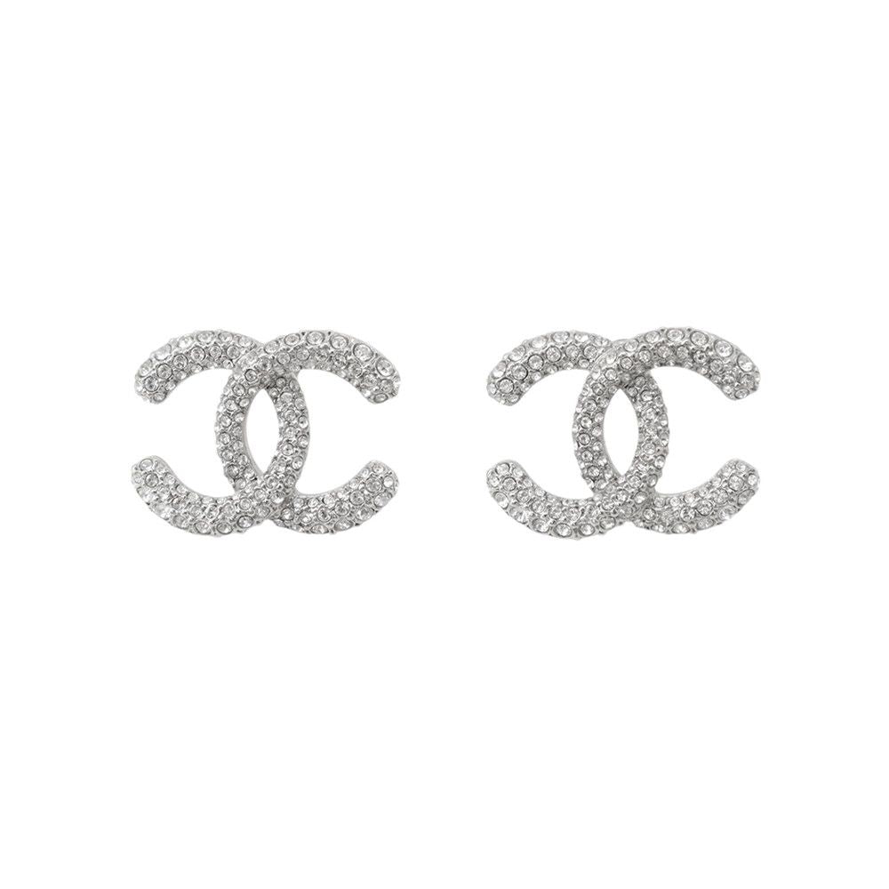 Chanel Earrings CC Logo Rhinestone