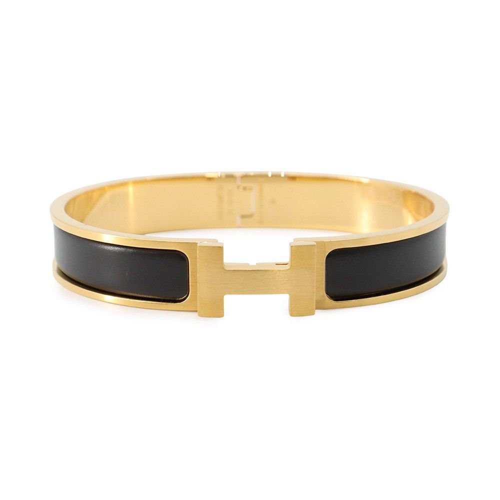 Hermes Bracelet Clic HH Black Gold Bangle