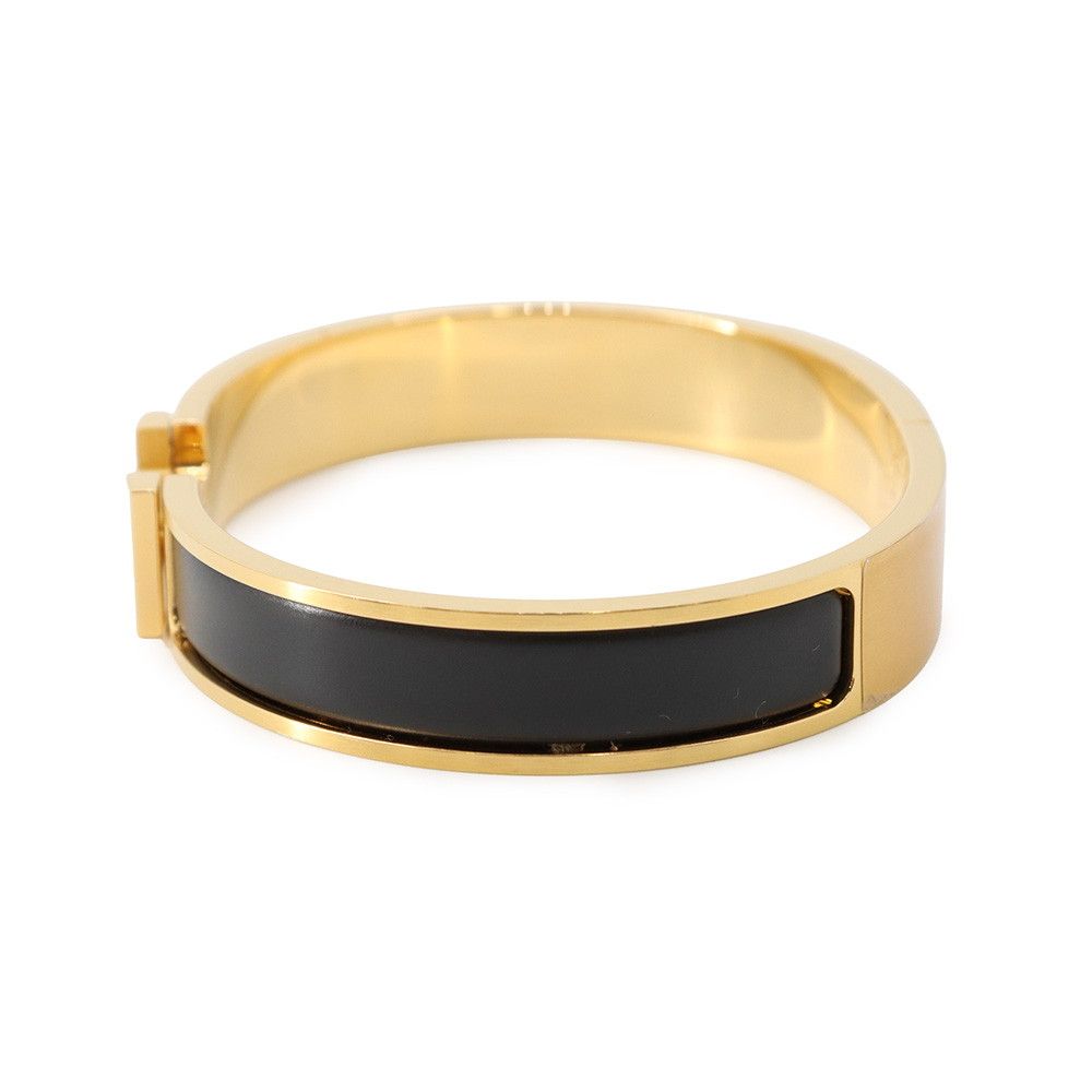 Hermes Bracelet Clic HH Black Gold Bangle — view 2