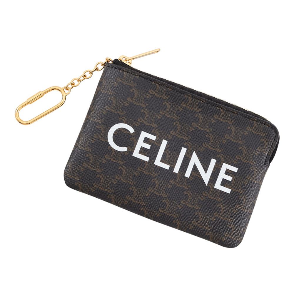 Celine Coin Purse Triomphe Logo with Key Ring Card Case Keychain