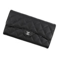 Chanel Wallet Classic Long Flap Quilted CC Logo Caviar Leather Black
