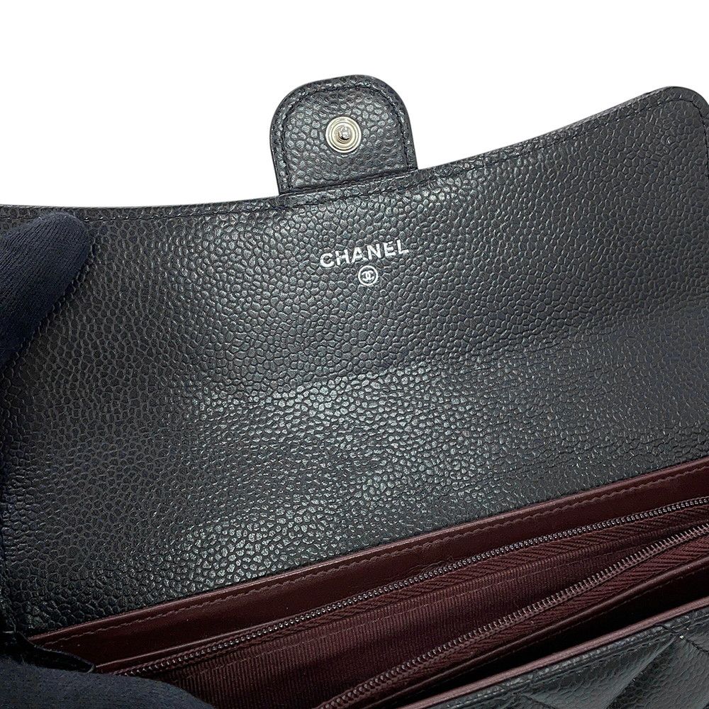 Chanel Wallet Classic Long Flap Quilted CC Logo Caviar Leather Black — view 8