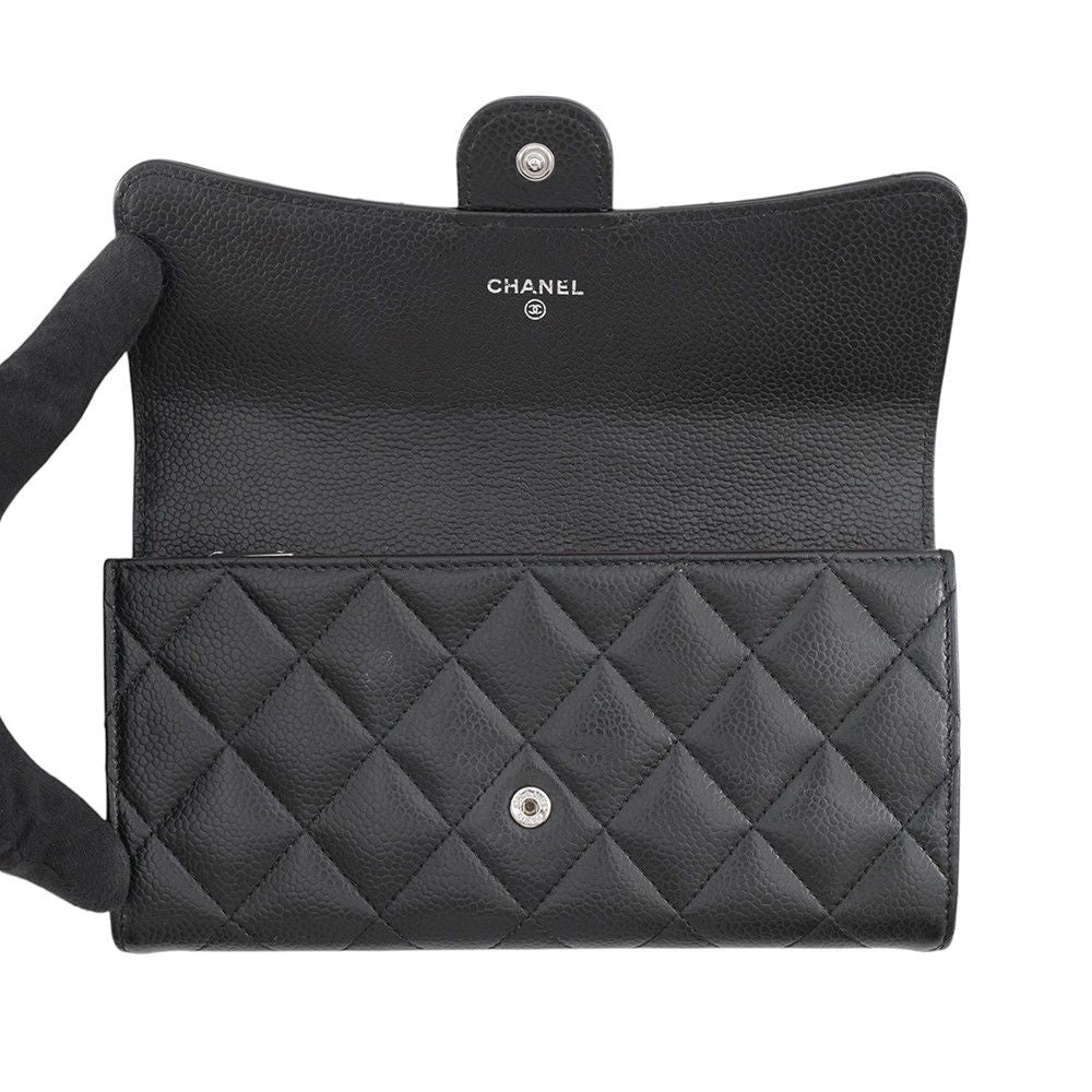 Chanel Wallet Classic Long Flap Quilted CC Logo Caviar Leather Black — view 4