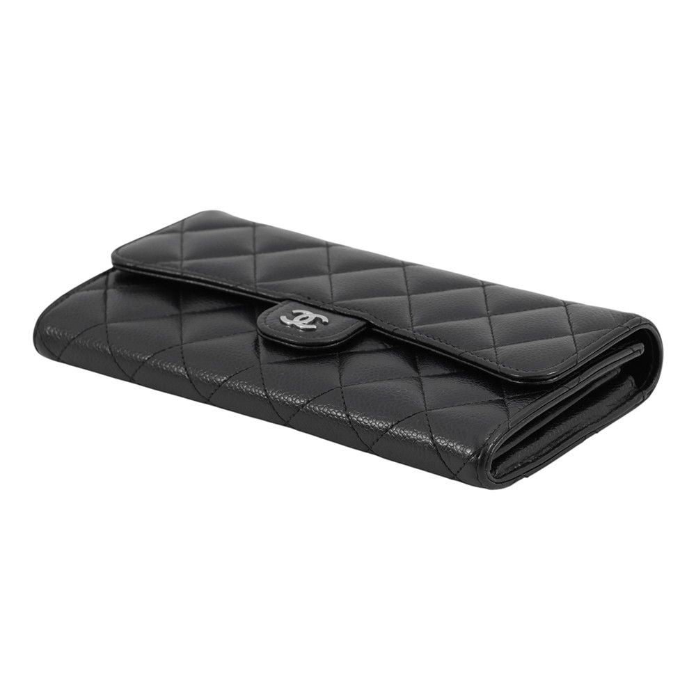 Chanel Wallet Classic Long Flap Quilted CC Logo Caviar Leather Black — view 2