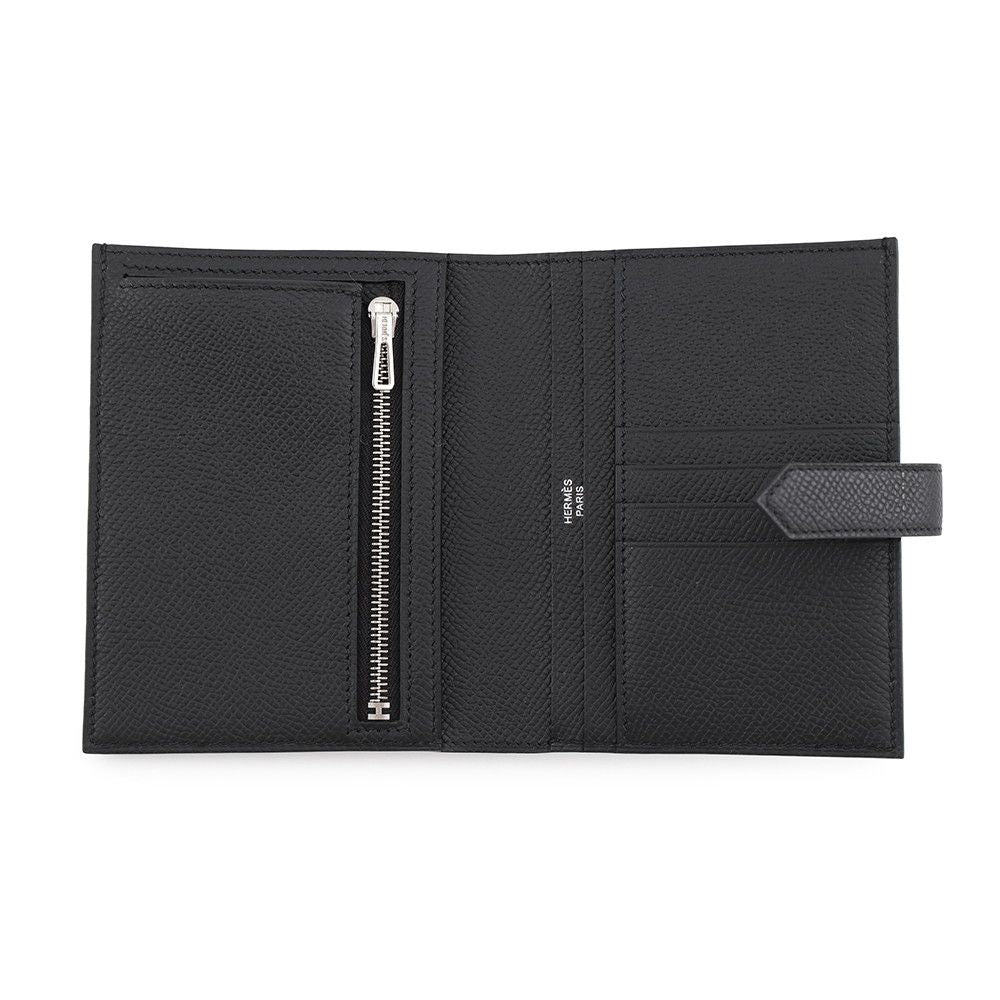 Hermes Bifold Wallet Bearn Compact Black Silver Epsom — view 4