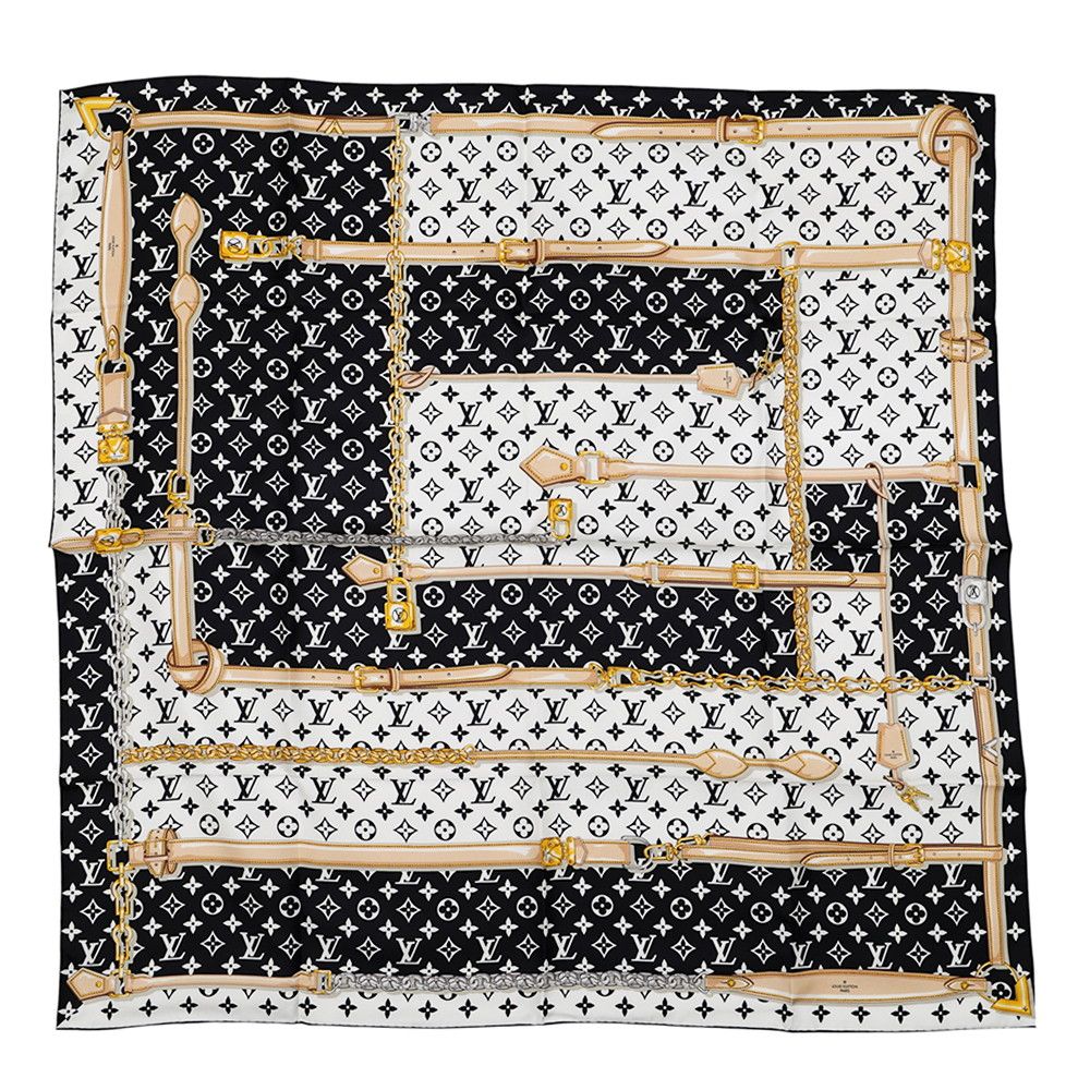 Louis Vuitton Scarf Carre Monogram Confidential Silk Black