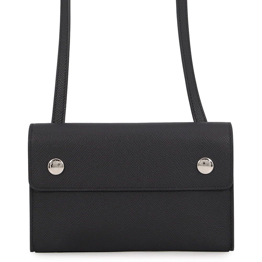 Hermes Wallet on Chain Nappe-to-Go Black Silver Epsom Shoulder Bag