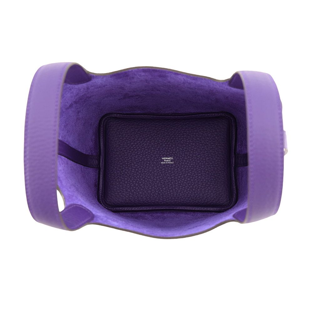 Hermes Handbag Picotin Lock PM Purple Silver Taurillon Clemence Tote — view 5