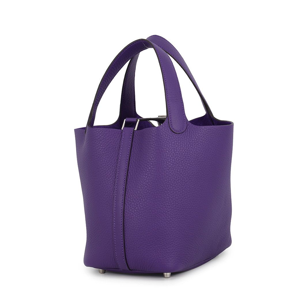 Hermes Handbag Picotin Lock PM Purple Silver Taurillon Clemence Tote — view 2