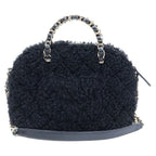 Chanel CC Logo Fleece 2-Way Shoulder Bag Black Leather Gold — view 2