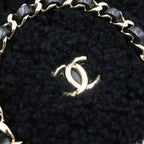 Chanel CC Logo Fleece 2-Way Shoulder Bag Black Leather Gold — view 6