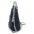 Chanel CC Logo Fleece 2-Way Shoulder Bag Black Leather Gold — view 3