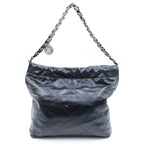 Chanel 22 Small Drawstring Chain Shoulder Bag Black Calfskin Silver — view 2