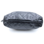 Chanel 22 Small Drawstring Chain Shoulder Bag Black Calfskin Silver — view 4