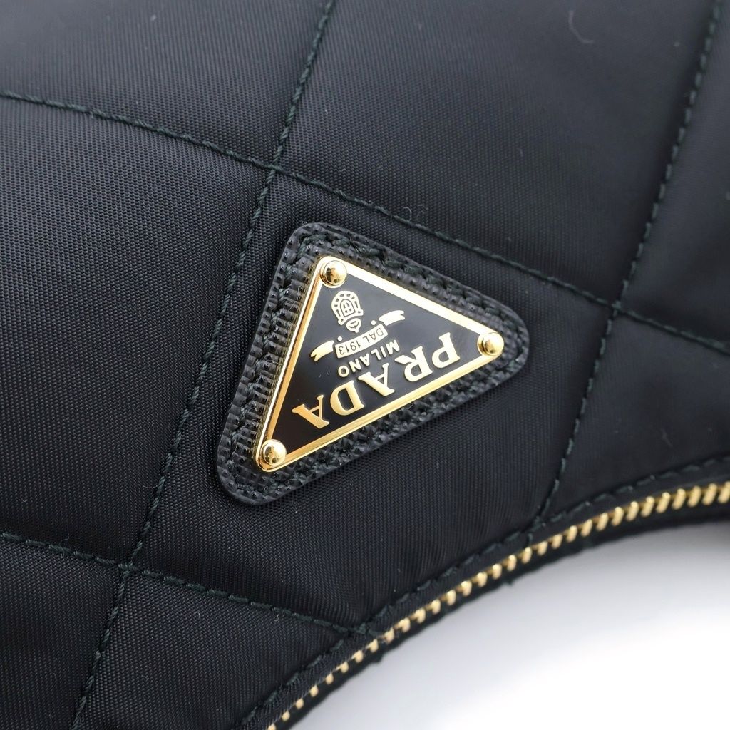 Prada Re Edition Shoulder Bag Chain Black Nylon Gold — view 6