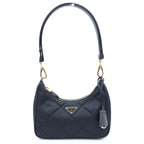 Prada Re Edition Shoulder Bag Chain Black Nylon Gold