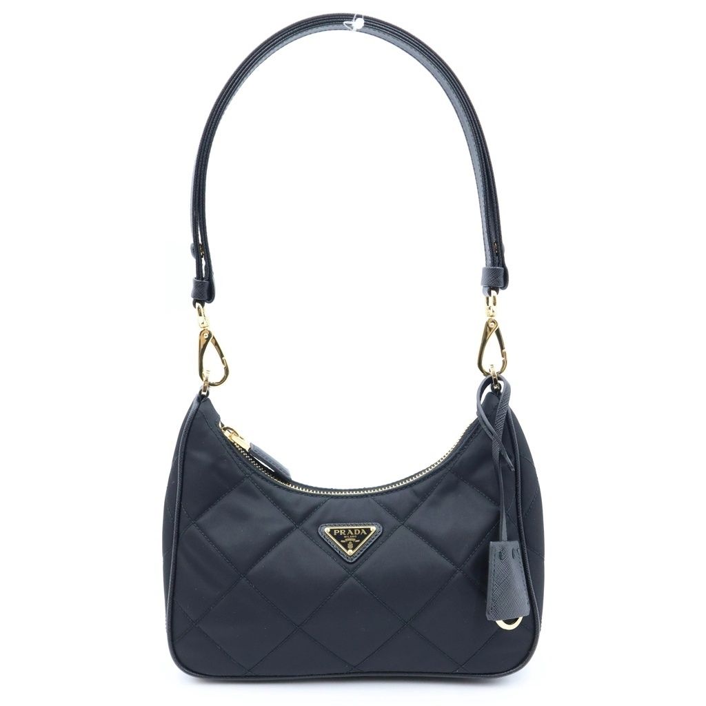 Prada Re Edition Shoulder Bag Chain Black Nylon Gold