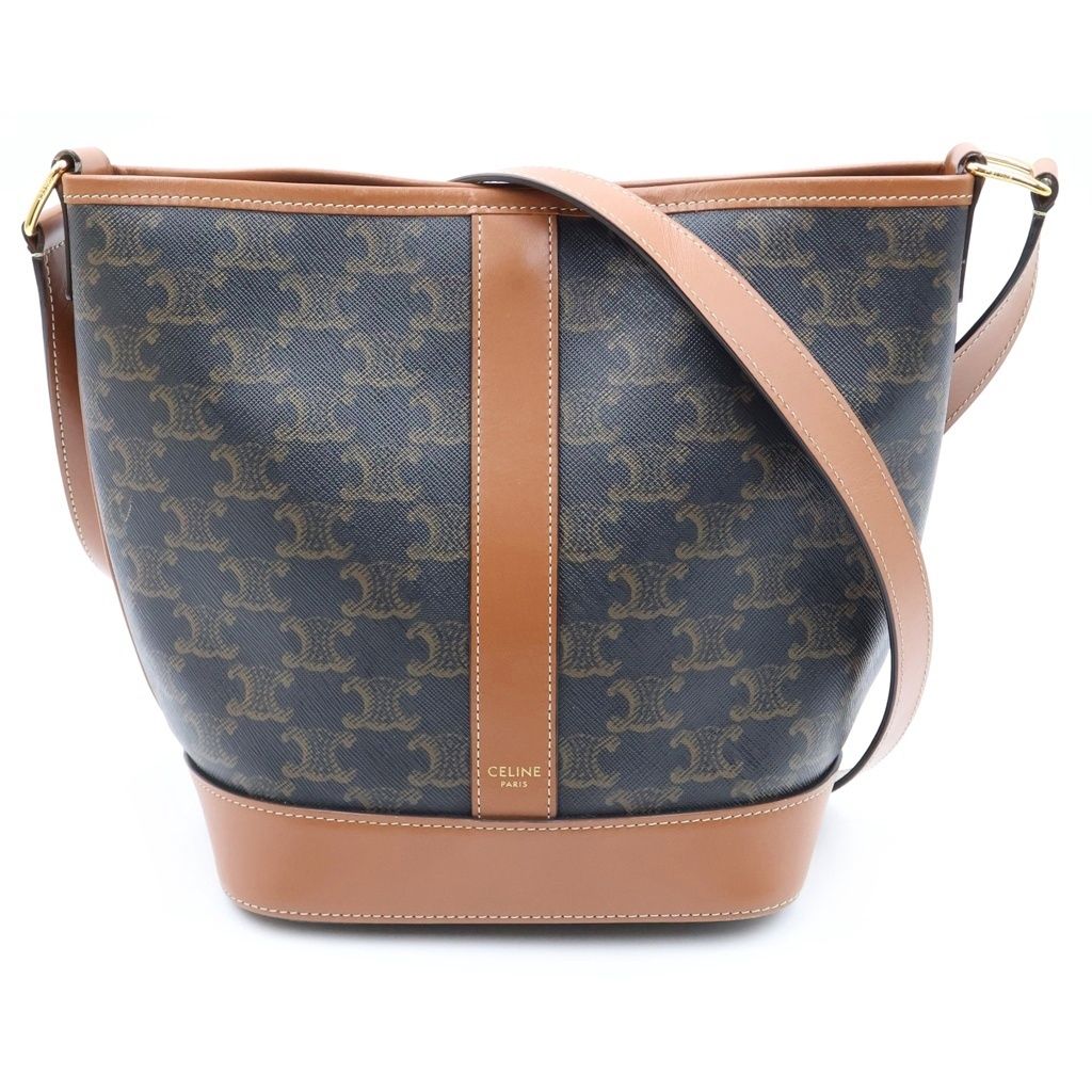 Celine Triomphe Small Bucket Leather Shoulder Bag Brown