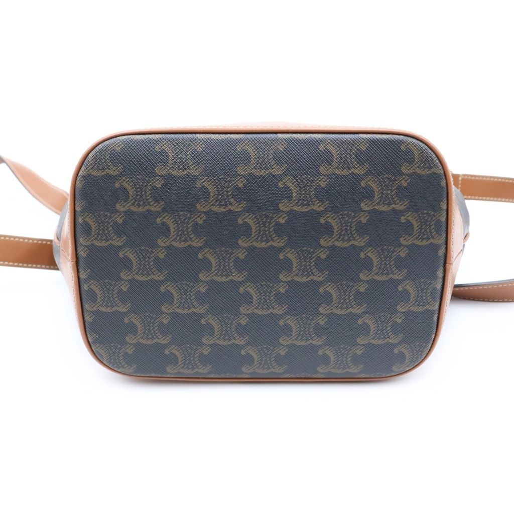 Celine Triomphe Small Bucket Leather Shoulder Bag Brown — view 4