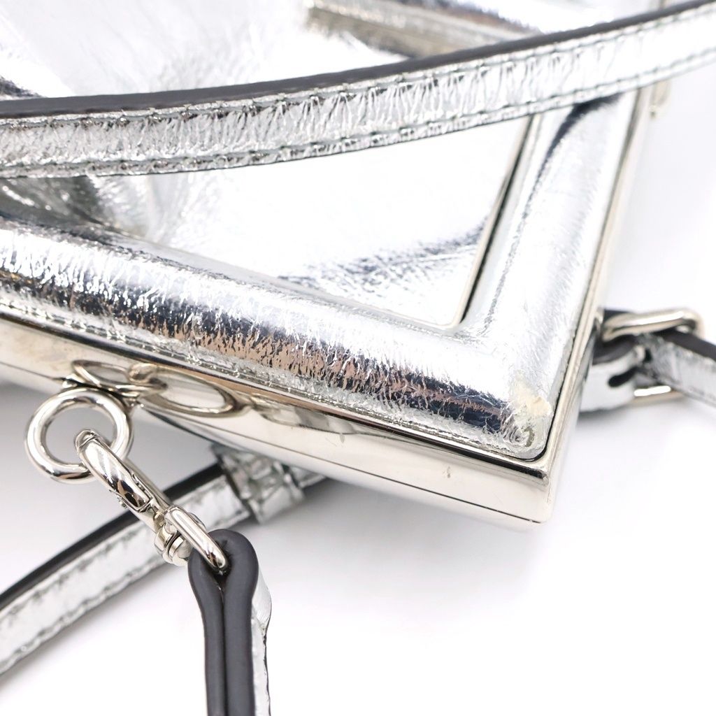 Fendi First Small Leather 2-Way Clutch Shoulder Bag Silver — view 6