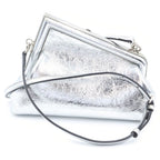 Fendi First Small Leather 2-Way Clutch Shoulder Bag Silver — view 2