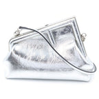 Fendi First Small Leather 2-Way Clutch Shoulder Bag Silver
