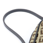 Fendi Zucchino Shoulder Bag Brown Leather Canvas Silver — view 6