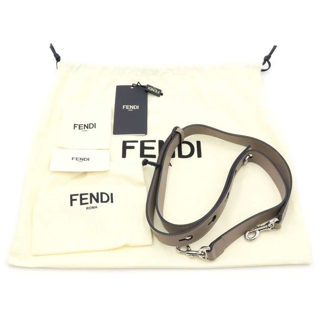 Fendi by the Way Medium 2-Way Shoulder Bag Greige Beige Leather Silver — view 8