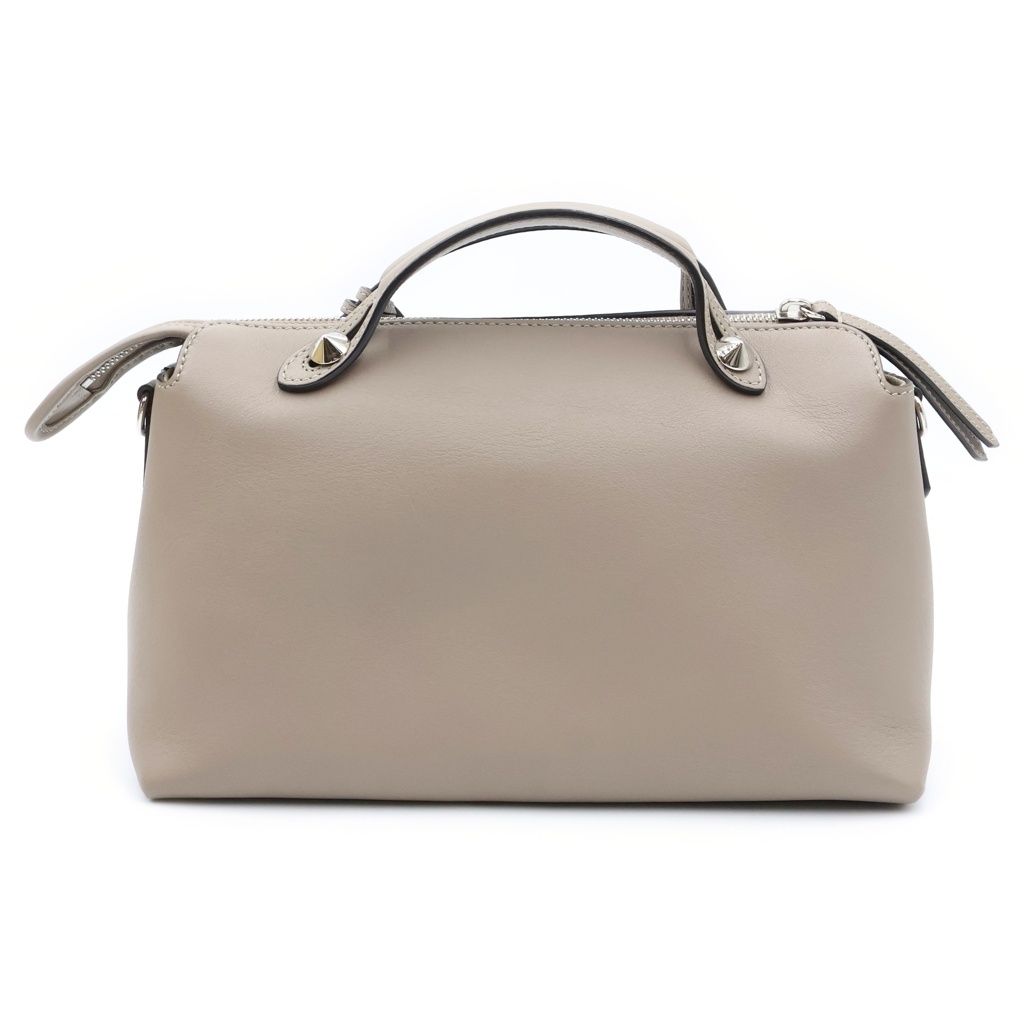 Fendi by the Way Medium 2-Way Shoulder Bag Greige Beige Leather Silver — view 2