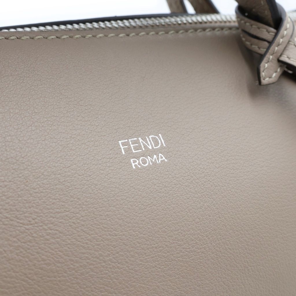 Fendi by the Way Medium 2-Way Shoulder Bag Greige Beige Leather Silver — view 6