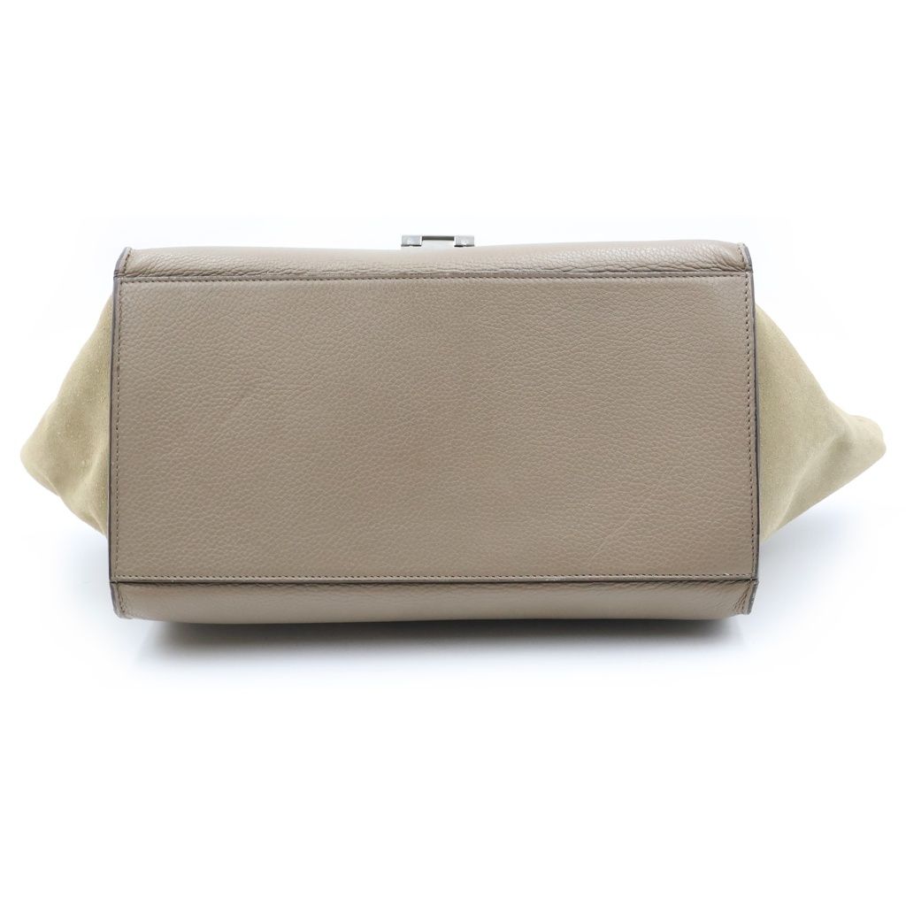 Celine Trapeze 2-Way Shoulder Bag Greige Leather Suede Silver — view 4