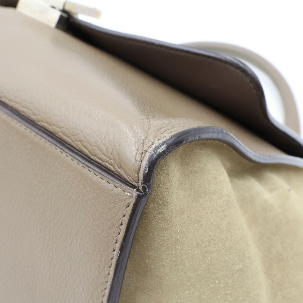 Celine Trapeze 2-Way Shoulder Bag Greige Leather Suede Silver — view 5