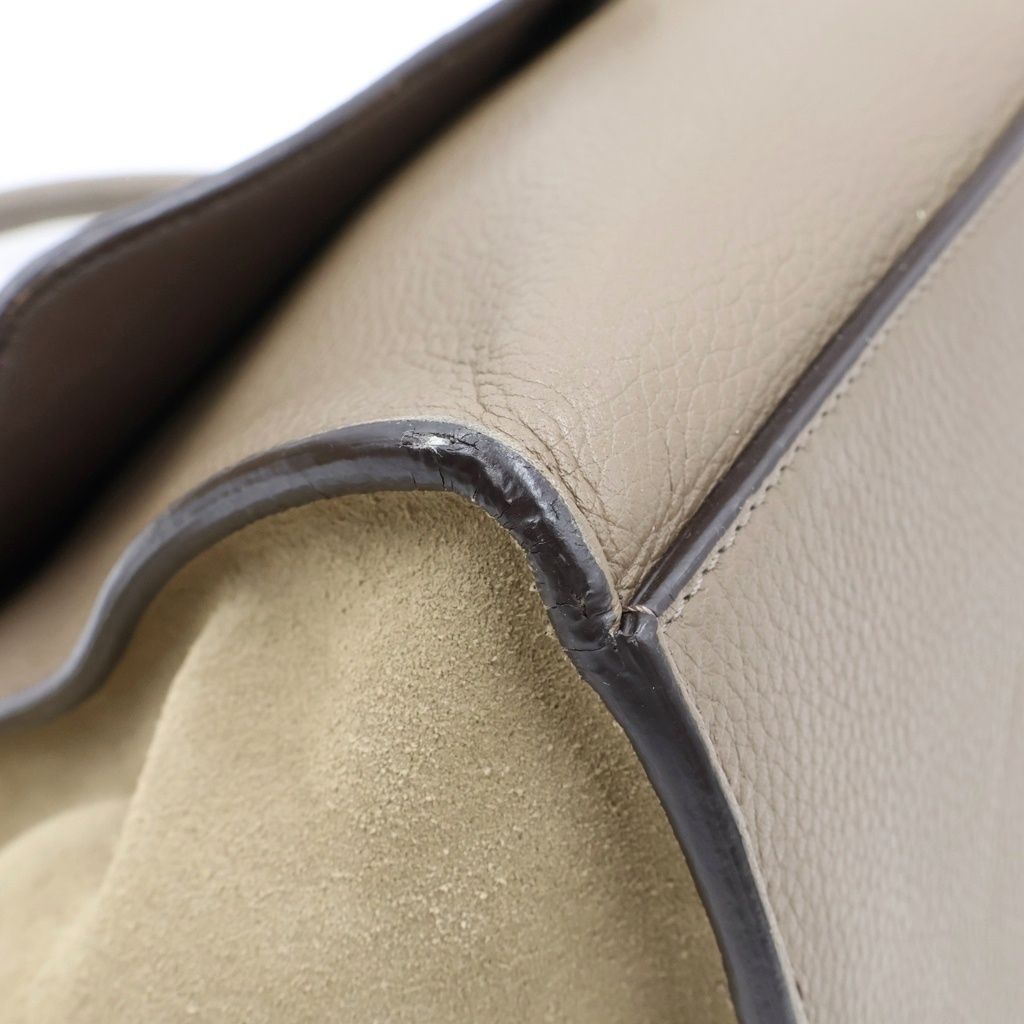Celine Trapeze 2-Way Shoulder Bag Greige Leather Suede Silver — view 6
