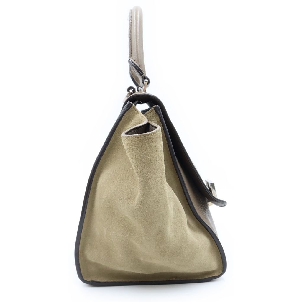 Celine Trapeze 2-Way Shoulder Bag Greige Leather Suede Silver — view 3