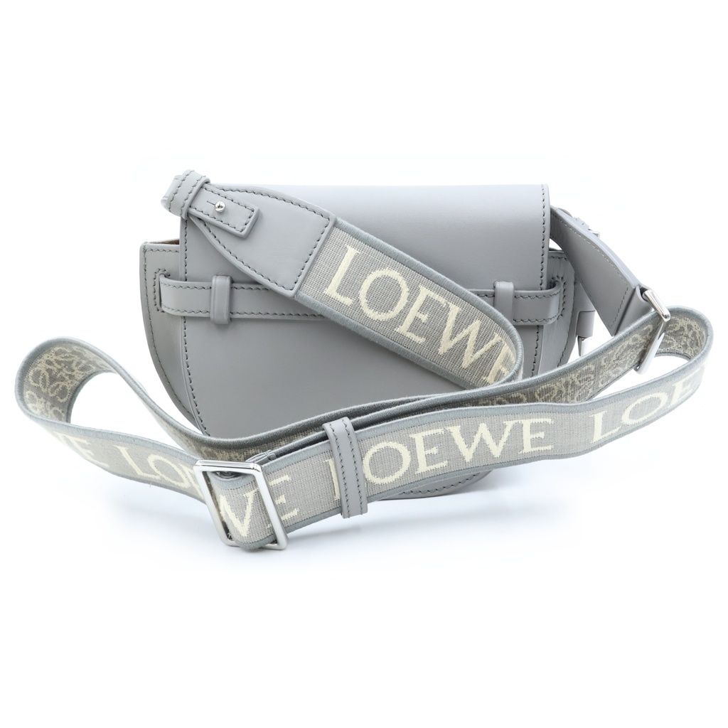 Loewe Gate Dual Mini Shoulder Bag Gray Leather Silver — view 2