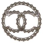 Chanel CC Logo Round Brooch Pin Badge Silver — view 2
