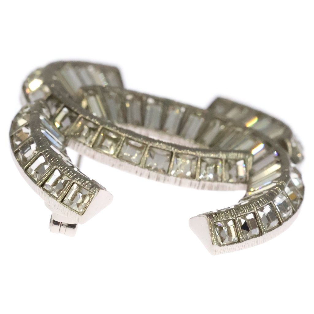 Chanel CC Logo Rhinestone Pin Badge Brooch Silver — view 3