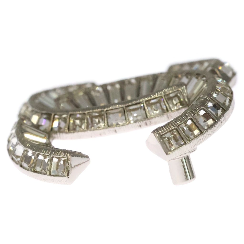 Chanel CC Logo Rhinestone Pin Badge Brooch Silver — view 4