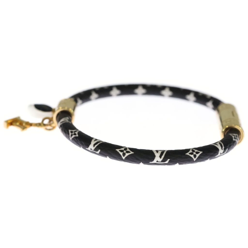 Louis Vuitton Dog Charm LV Push Leather Bracelet Black Gold — view 4